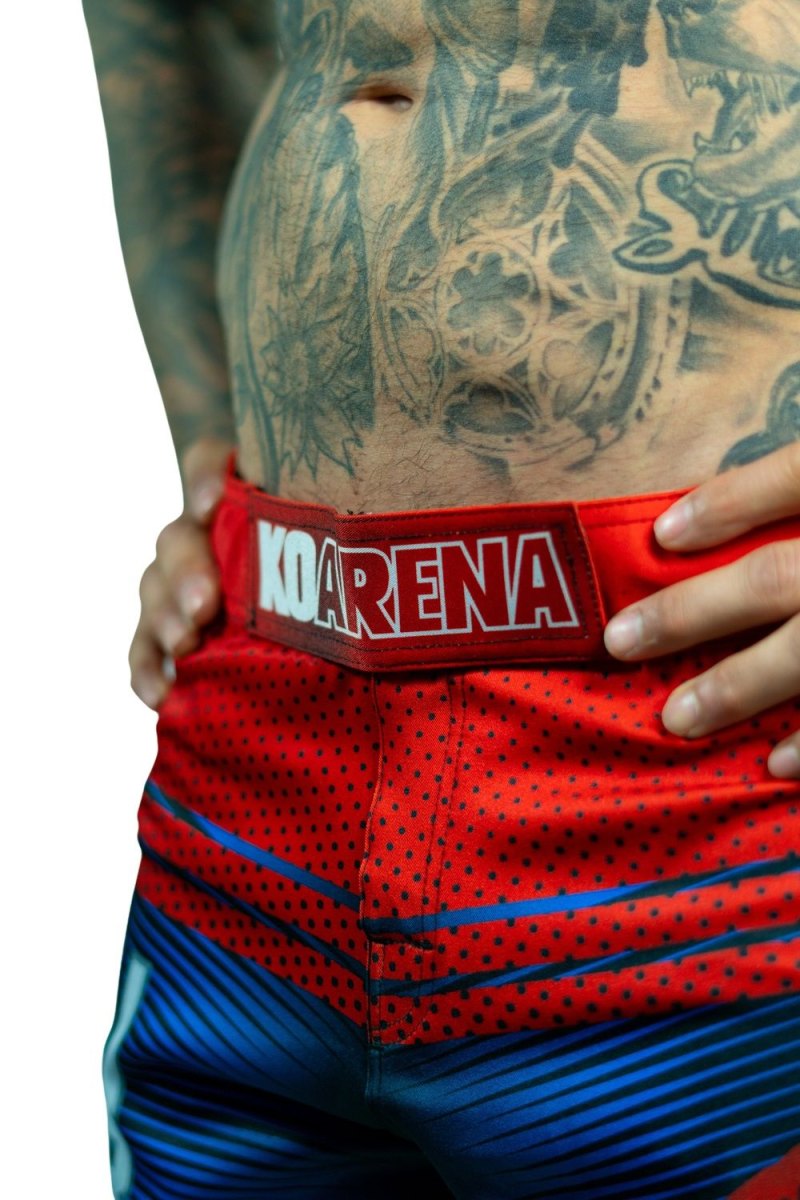 KOARENA Cali Bear Fight Shorts Rojo Azul - Imagen 6