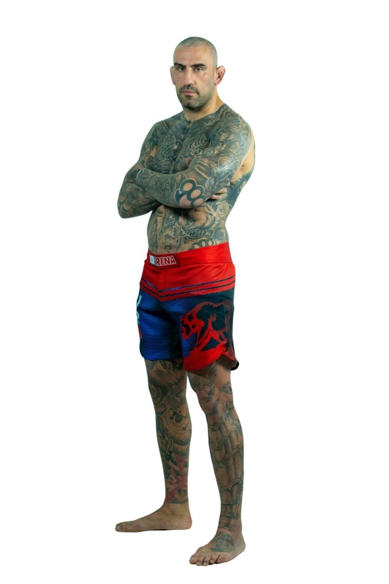 KOARENA Cali Bear Fight Shorts Rojo Azul - Imagen 4