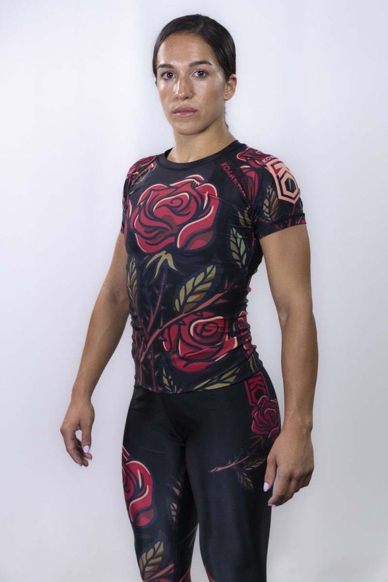 KOARENA Roses Rashguard Woman SS Negro
