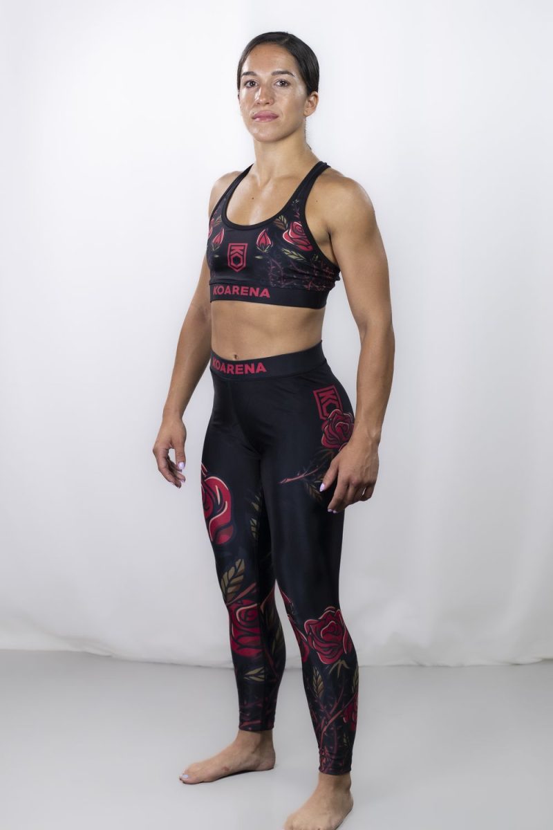 KOARENA Roses Leggins Woman Negro - Imagen 4