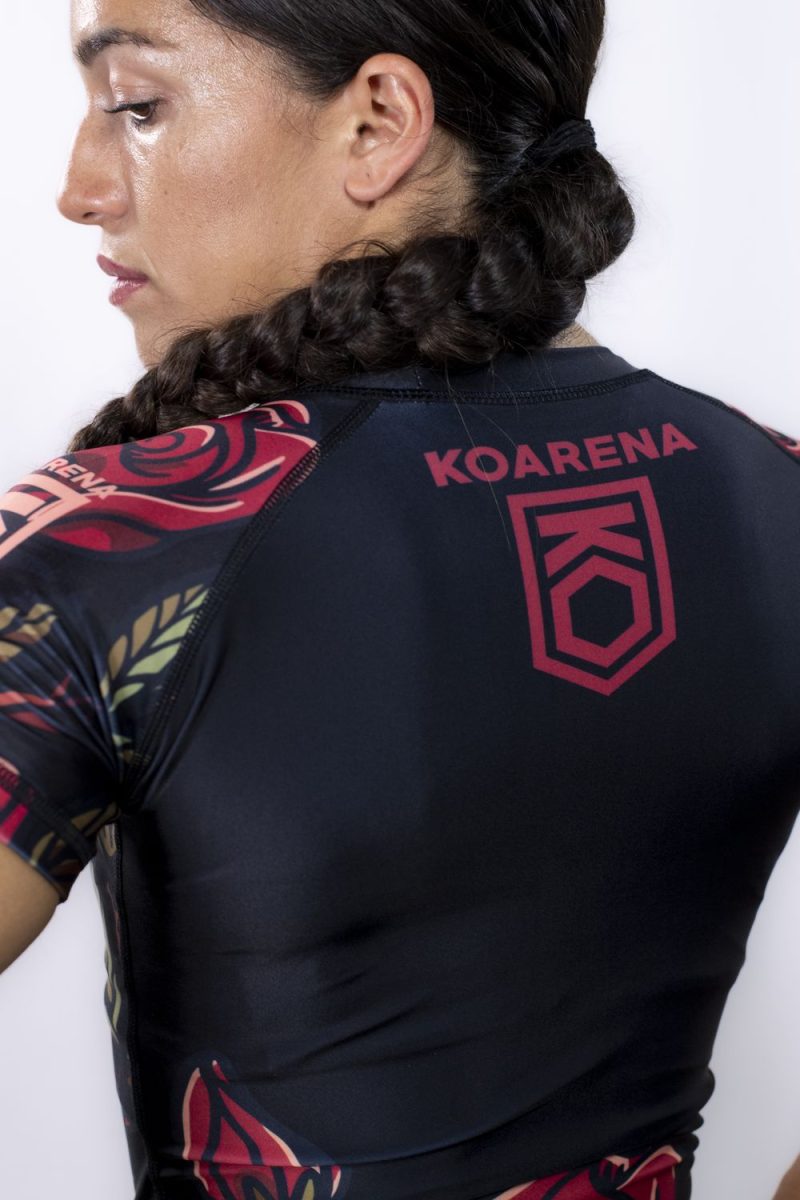 KOARENA Roses Rashguard Woman SS Negro - Imagen 2