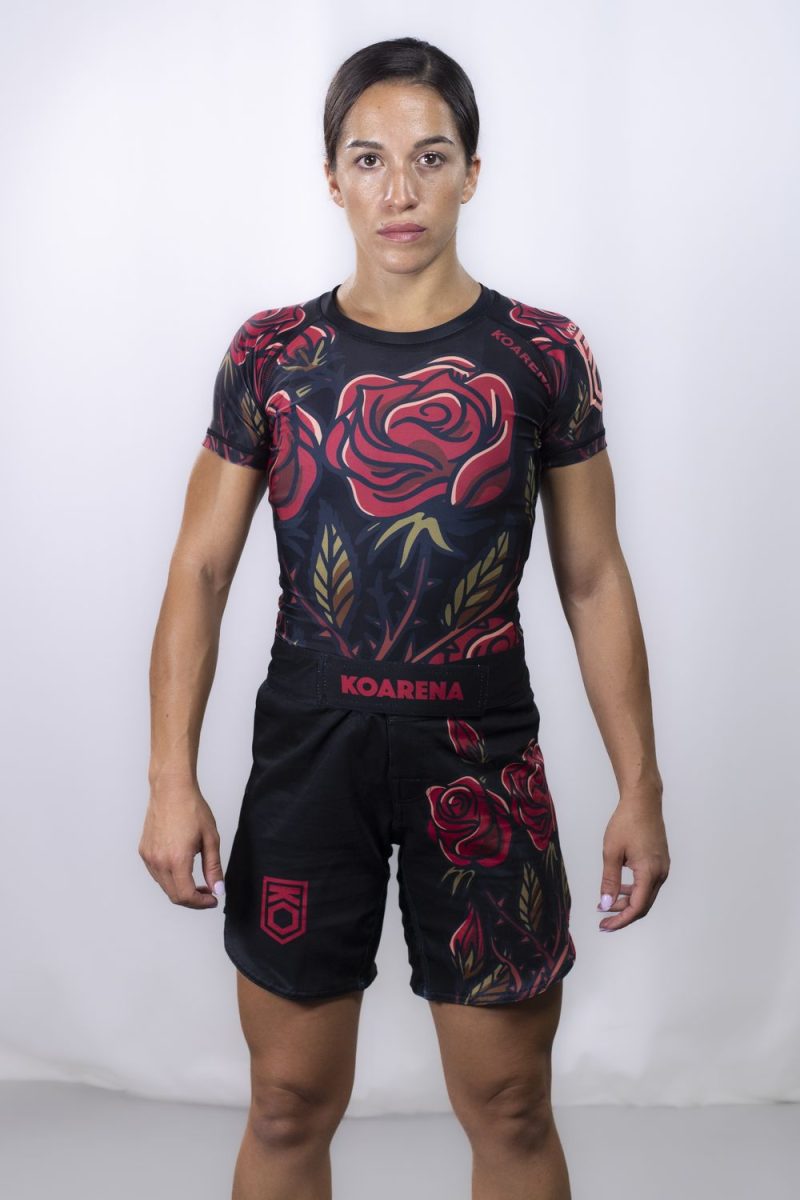 KOARENA Roses Rashguard Woman SS Negro - Imagen 5