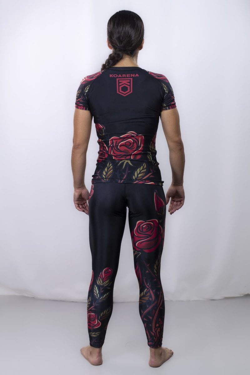 KOARENA Roses Rashguard Woman SS Negro - Imagen 4