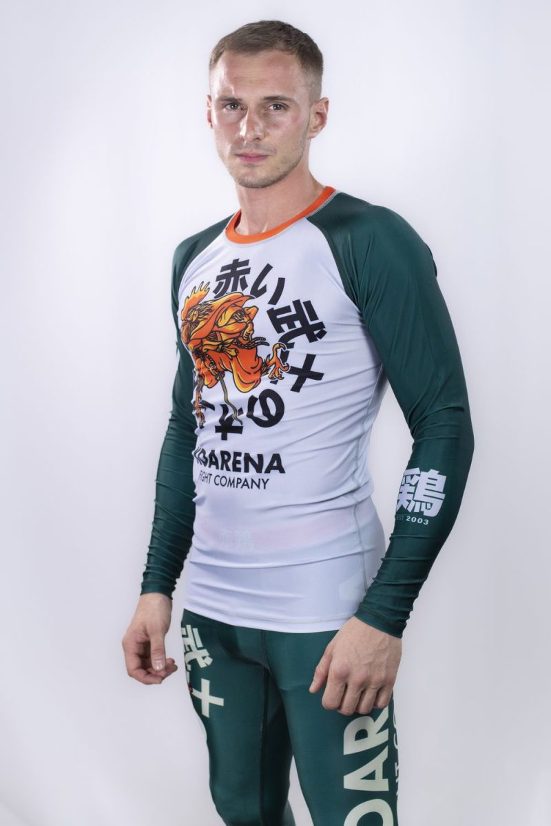 KOARENA Samurai Chicken Rashguard LS Verde-Blanco - Imagen 5