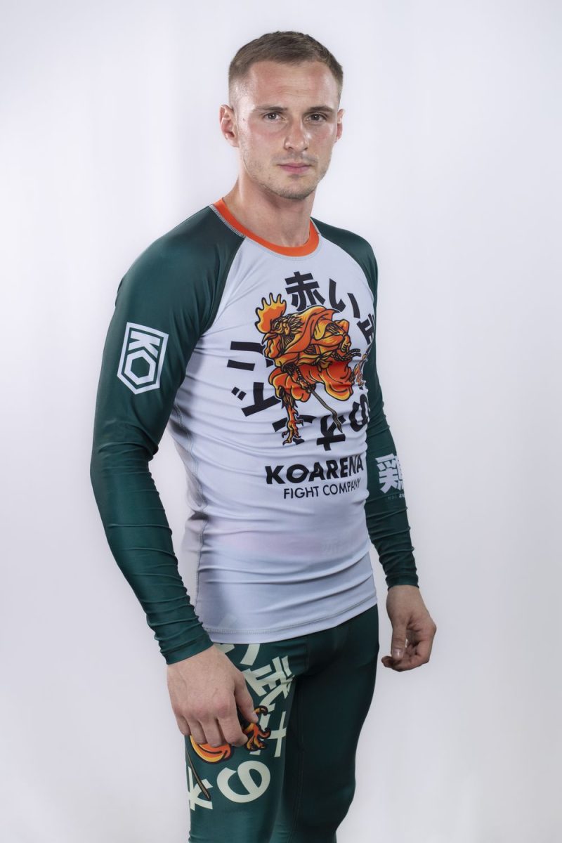 KOARENA Samurai Chicken Rashguard LS Verde-Blanco - Imagen 4
