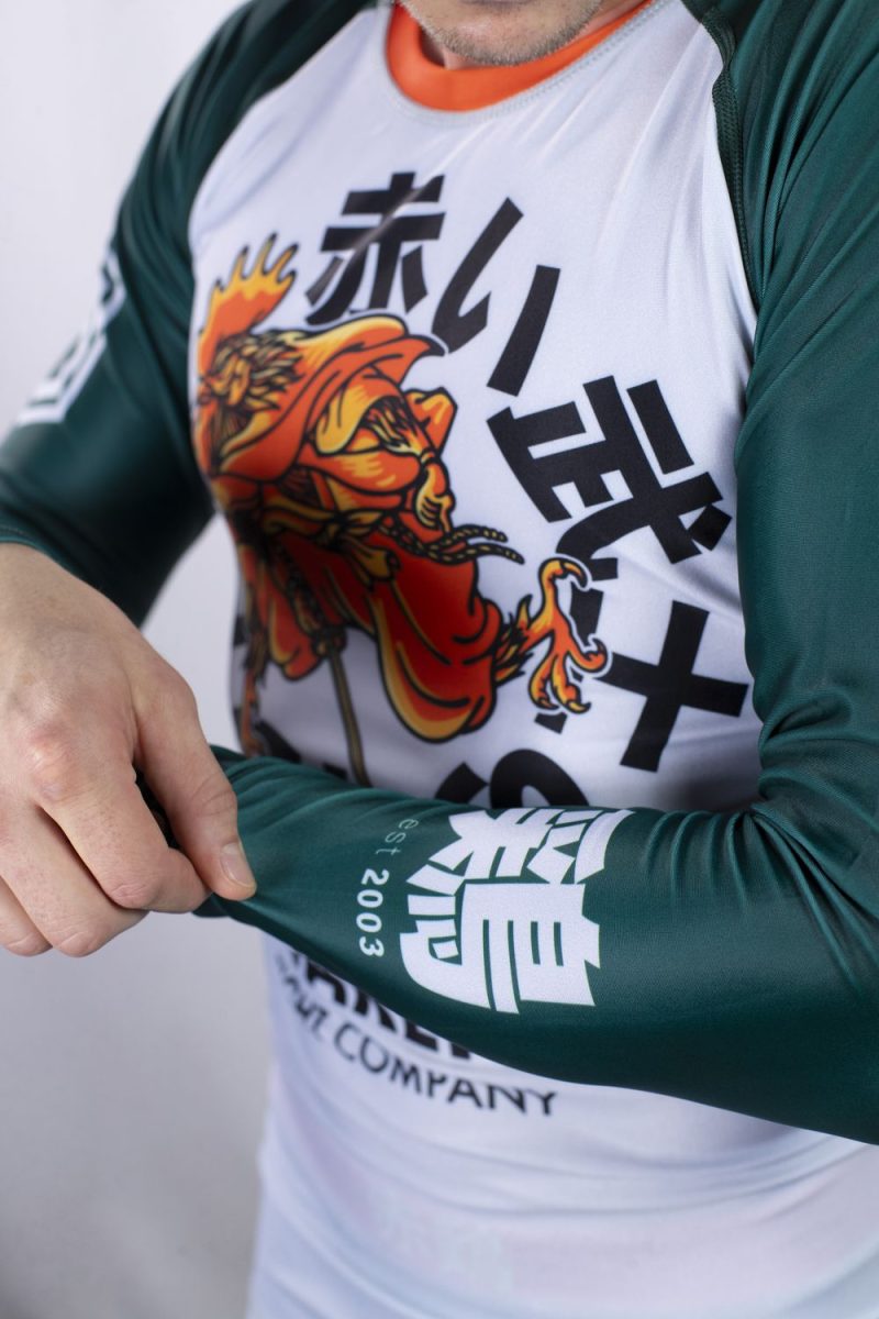 KOARENA Samurai Chicken Rashguard LS Verde-Blanco - Imagen 2