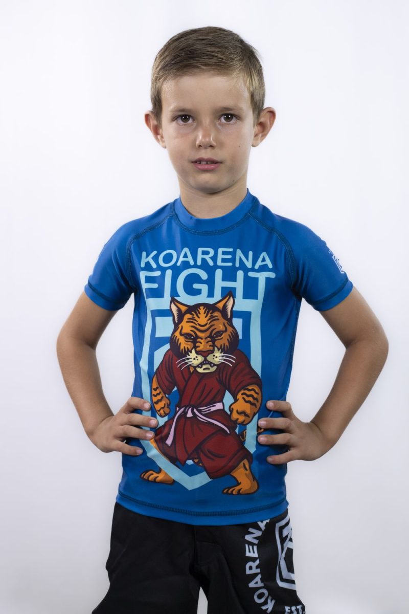 KOARENA Tiger Rashguard Kids SS Azul