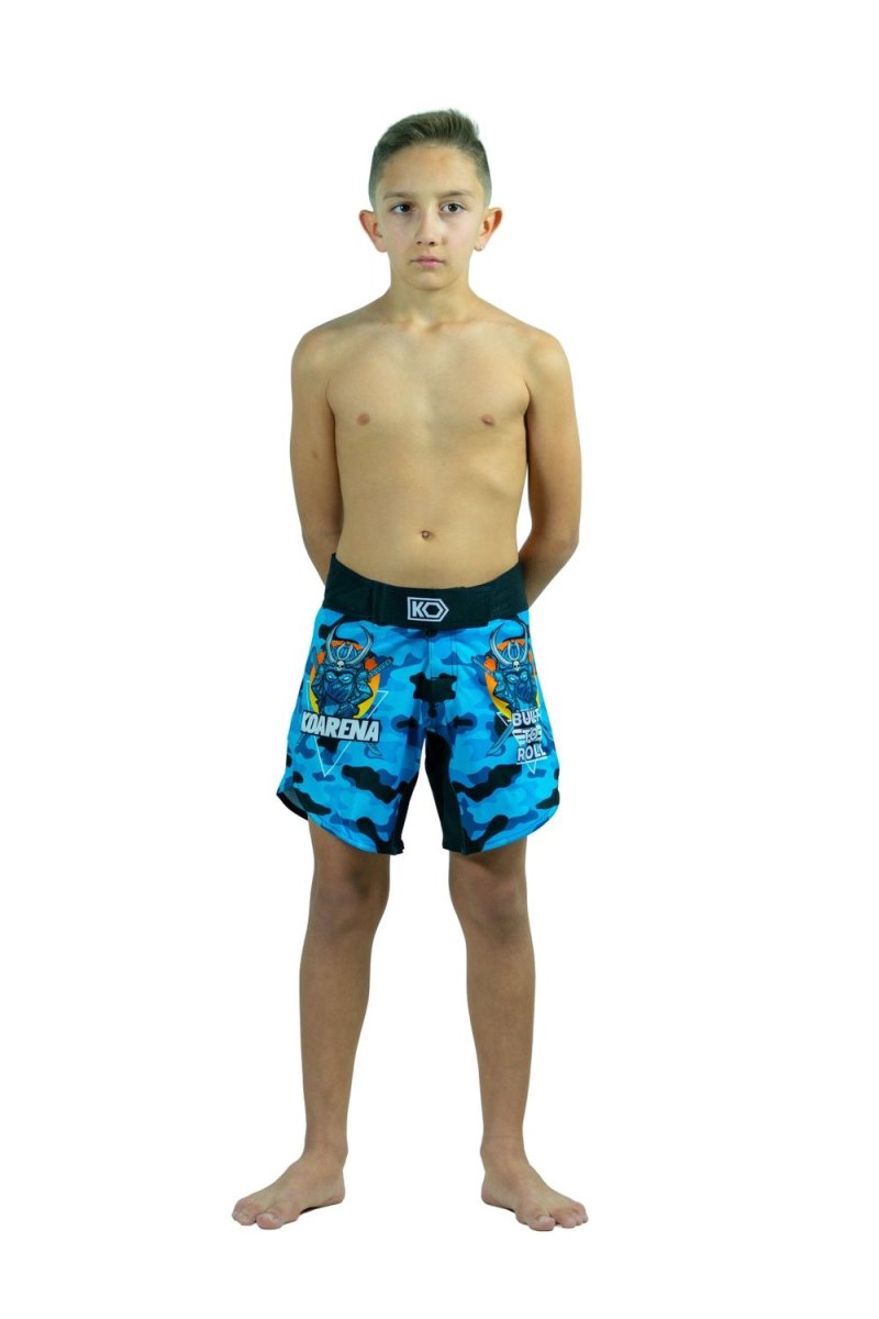 KOARENA Wordless Samurai Kids Fight Shorts Azul Camo - Imagen 9
