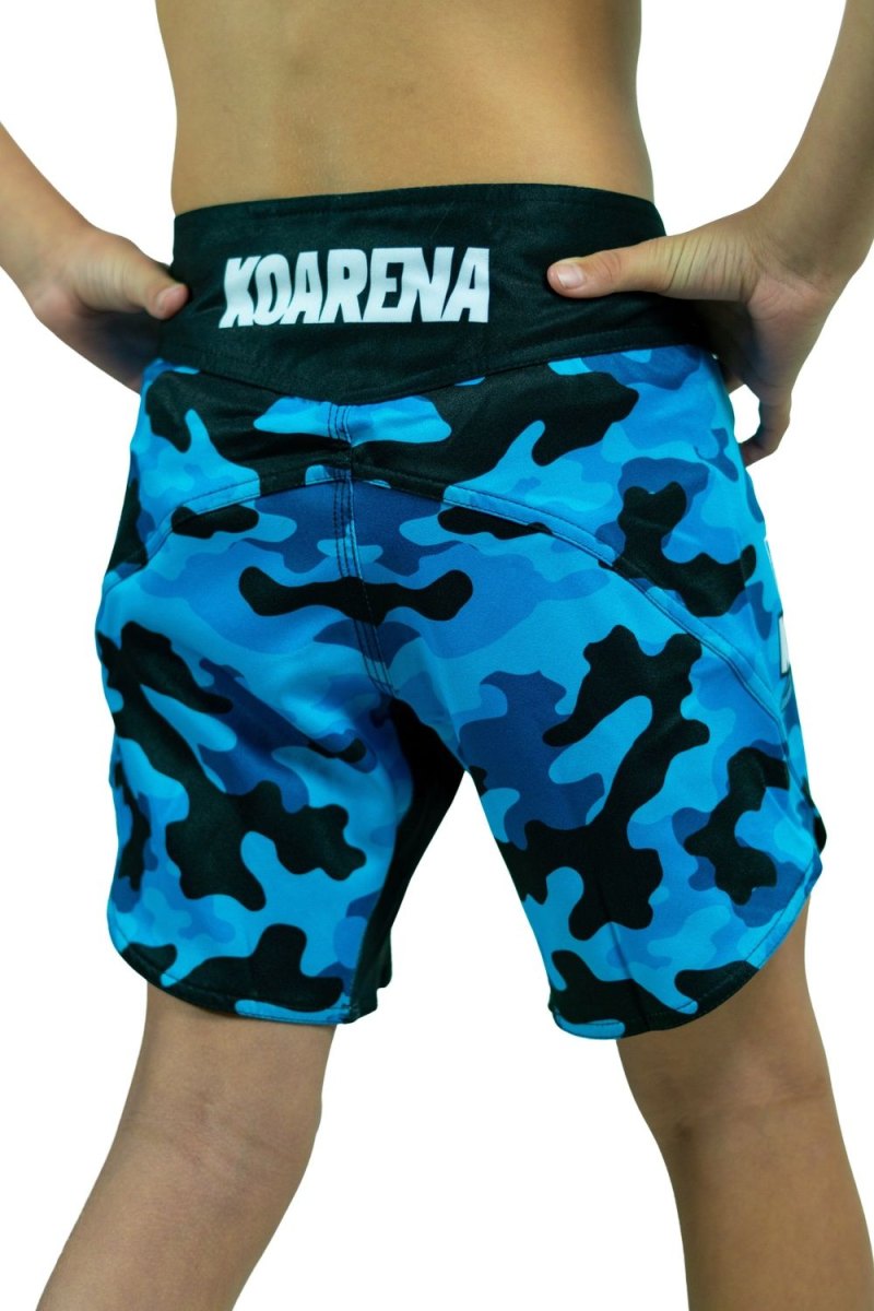 KOARENA Wordless Samurai Kids Fight Shorts Azul Camo - Imagen 3