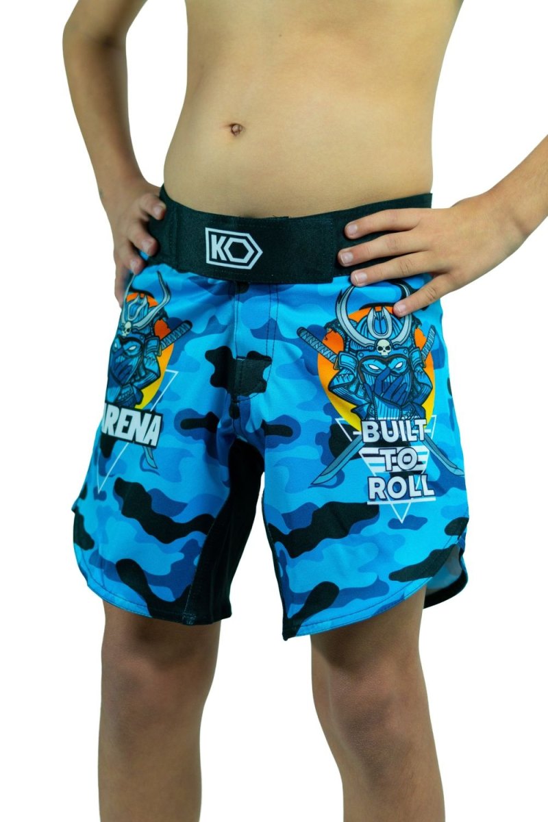 KOARENA Wordless Samurai Kids Fight Shorts Azul Camo - Imagen 2