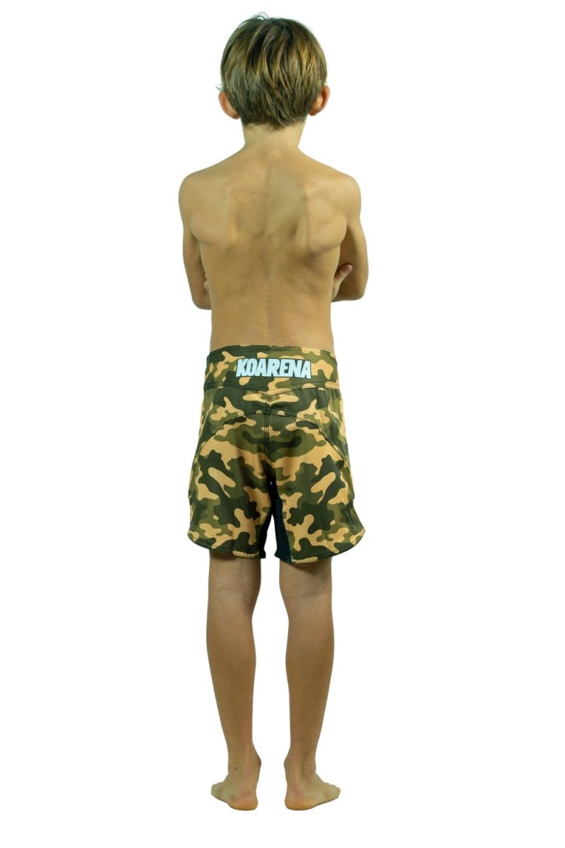 KOARENA Wordless Samurai Kids Fight Shorts Brown Camo - Imagen 4