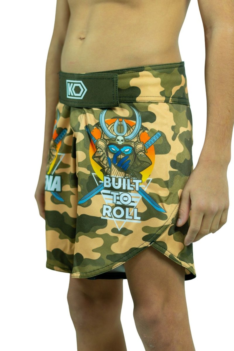 KOARENA Wordless Samurai Kids Fight Shorts Brown Camo - Imagen 5