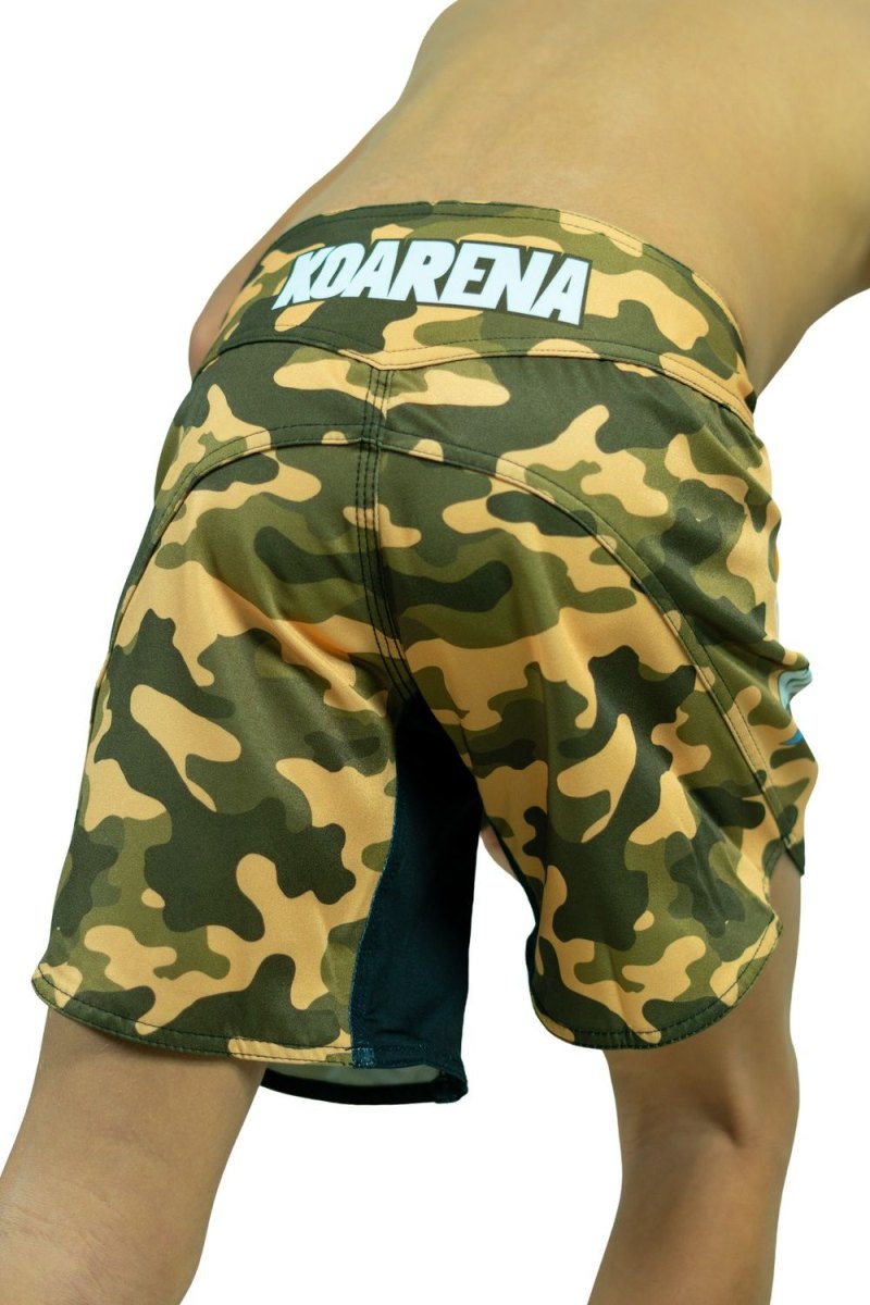 KOARENA Wordless Samurai Kids Fight Shorts Brown Camo - Imagen 8