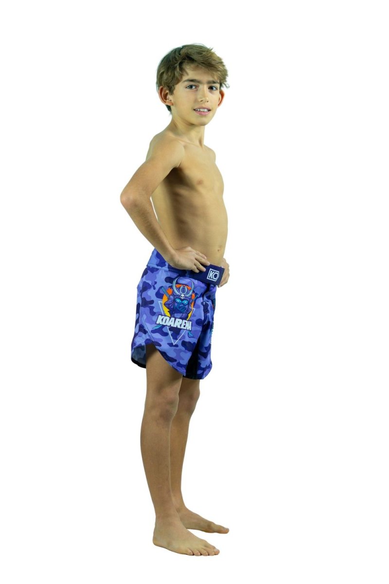 KOARENA Wordless Samurai Kids Fight Shorts Purple Camo - Imagen 8