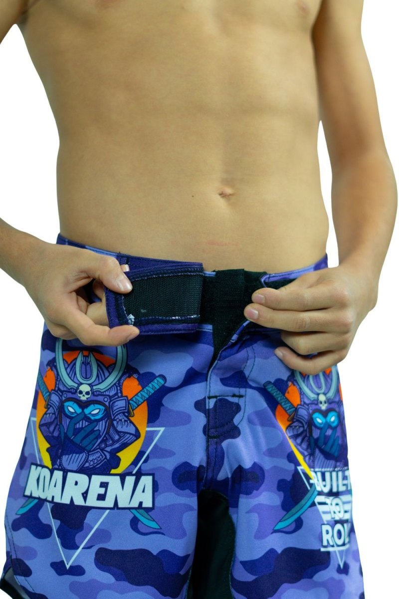 KOARENA Wordless Samurai Kids Fight Shorts Purple Camo - Imagen 2